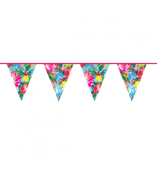 Tropische Blumen Wimpelkette - 10 Meter