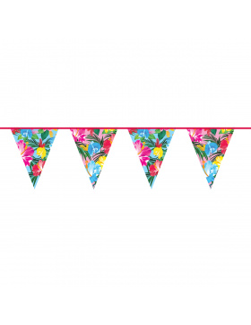 Tropische Blumen Wimpelkette - 10 Meter