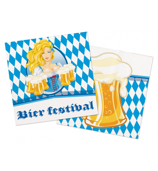 Oktober Bierfest Bierkrug Servietten 33x33 cm - 20 Stück