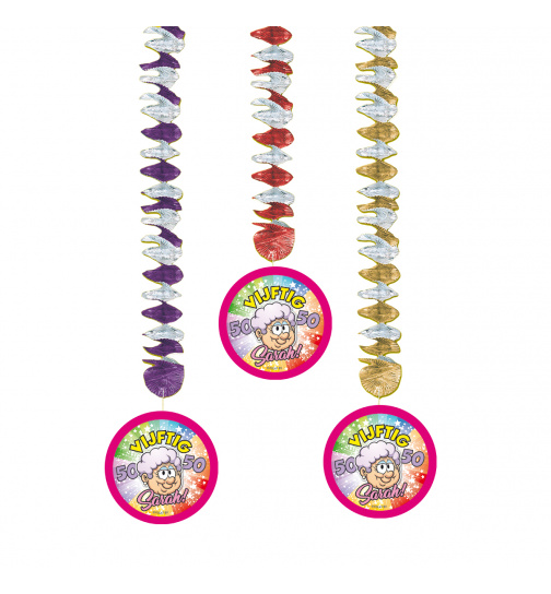 50. Geburtstag Regenbogen-Hängedeko Sarah - 3 Stück