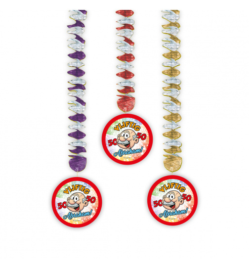 50. Geburtstag Regenbogen-Hängedeko - 3 Stück