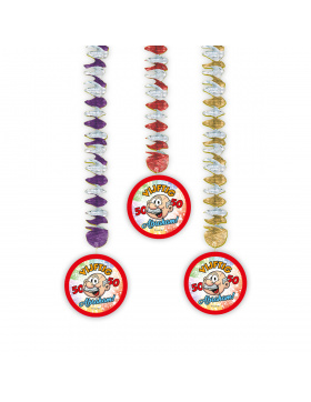 50. Geburtstag Regenbogen-Hängedeko - 3 Stück