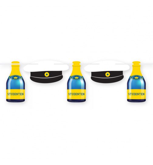 Studentenparty Champagnerflasche und Hut Wimpelkette - 6 Meter