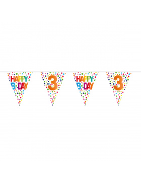 3. Geburtstag Happy Bday Dots Wimpelkette - 10 Meter