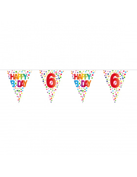 6. Geburtstag Happy Bday Dots Wimpelkette - 10 Meter