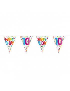 10. Geburtstag Happy Bday Dots Wimpelkette - 10 Meter