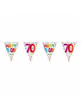 70. Geburtstag Happy Bday Dots Wimpelkette - 10 Meter