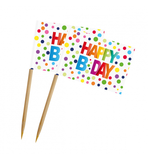 Happy Bday Dots Spieße - 50 Stück