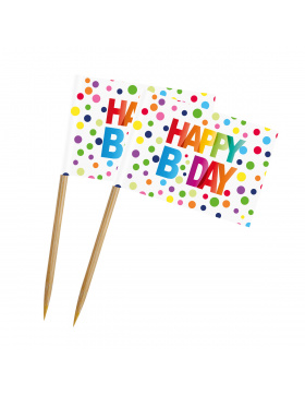 Happy Bday Dots Spieße - 50 Stück