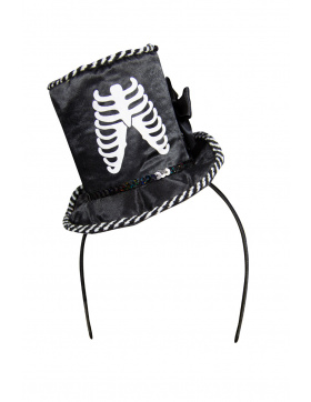 Schwarzer Haarreif mit Skelett-Hut