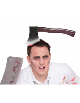 Scherzartikel Halloween Beil / Axt im Kopf