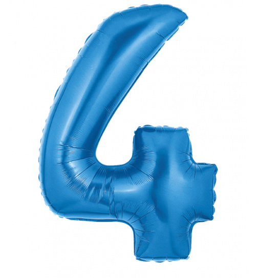 4. Geburtstag Folienballon / Heliumballon Zahl Blau - 102 cm