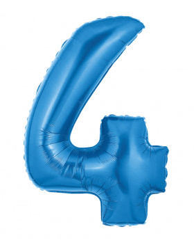 4. Geburtstag Folienballon / Heliumballon Zahl Blau - 102 cm