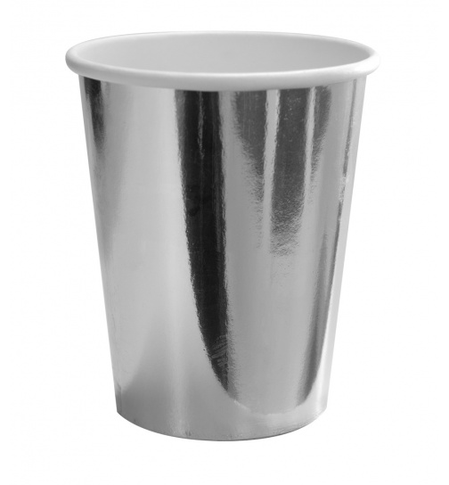 Pappbecher - Silberfarbene Metallic - 250 ml - 8 Stück