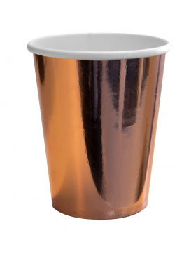 Pappbecher - Rosafarbene goldfarbene Metallic -  250 ml -...