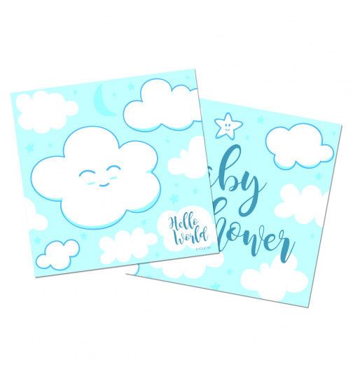 Blaue Babyshower Junge Servietten 25x25cm - 20 Stück