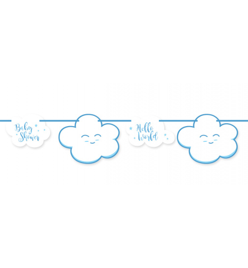 Blaue Babyshower Junge Papiergirlande - 4 Meter