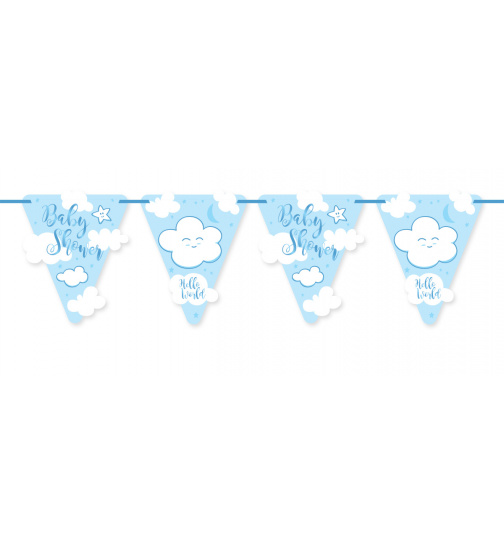 Blaue Babyshower Junge Wimpelkette - 6 Meter