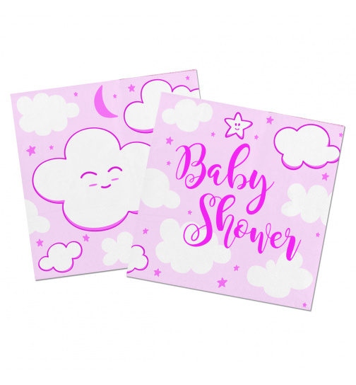 Rosafarbene Babyshower Mädchen Servietten 25x25cm - 20 Stück