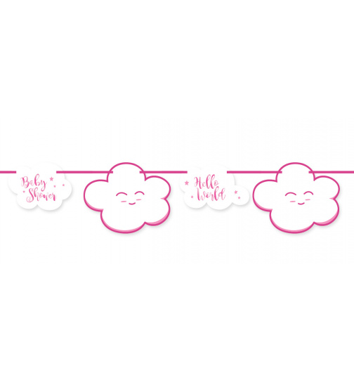 Rosafarbene Babyshower Mädchen Papiergirlande - 4 Meter