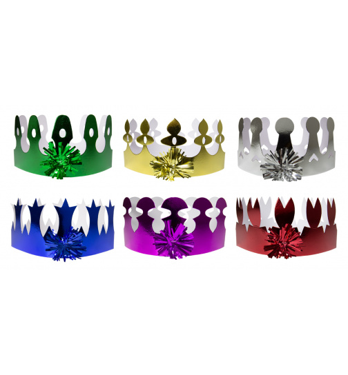 Mehrfarbige Holografische Kronen Luxus - 6 Stück