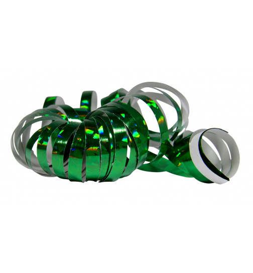 Luftschlangen Holographisch Grün 4m - 2 Stück