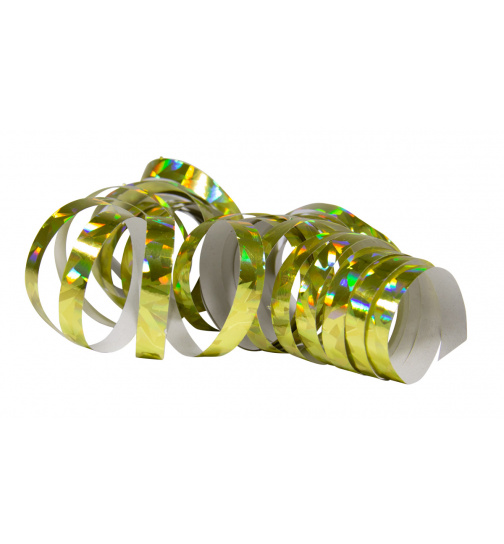 Luftschlangen Holographisch Gold 4m - 2 Stück