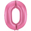 Folienballon Zahl 0 - Rosa Metallic Matt - 86 cm