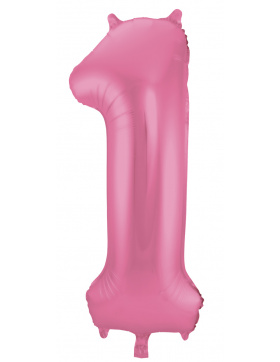 Folienballon Zahl 1 - Rosa Metallic Matt - 86 cm