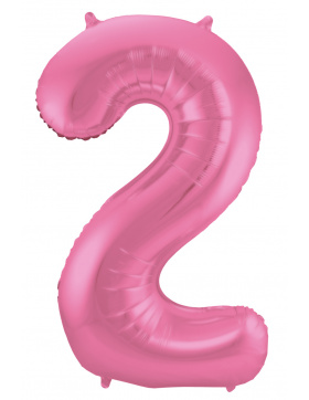 Folienballon Zahl 2 - Rosa Metallic Matt - 86 cm