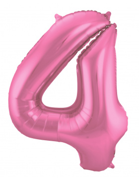 Folienballon Zahl 4 - Rosa Metallic Matt - 86 cm
