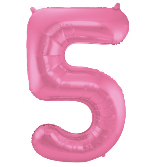 Folienballon Zahl 5 - Rosa Metallic Matt - 86 cm
