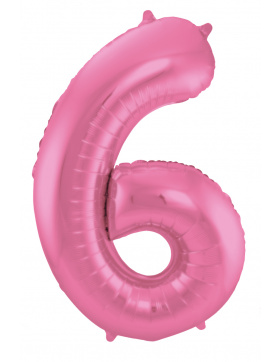Folienballon Zahl 6 - Rosa Metallic Matt - 86 cm