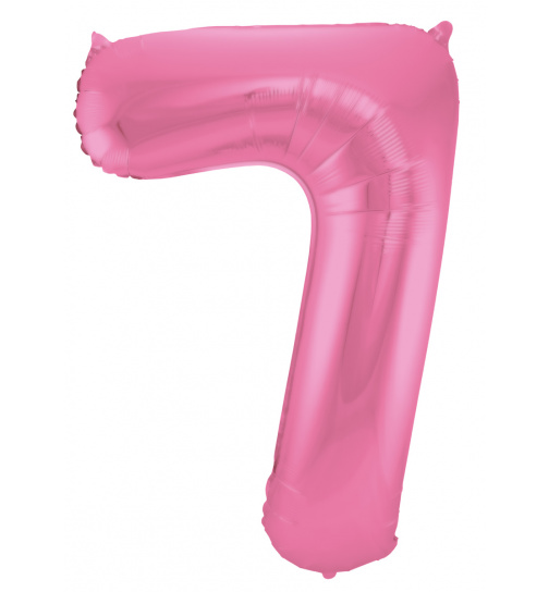 Folienballon Zahl 7 - Rosa Metallic Matt - 86 cm