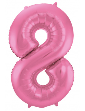 Folienballon Zahl 8 - Rosa Metallic Matt - 86 cm