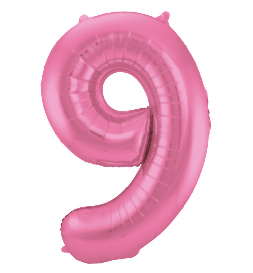 Folienballon Zahl 9 - Rosa Metallic Matt - 86 cm