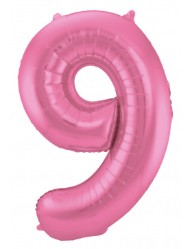 Folienballon Zahl 9 - Rosa Metallic Matt - 86 cm