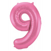 Folienballon Zahl 9 - Rosa Metallic Matt - 86 cm