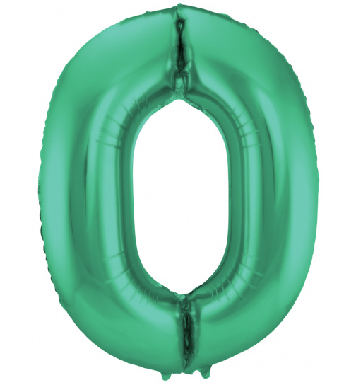 Folienballon Zahl 0 - Grün Metallic Matt - 86 cm