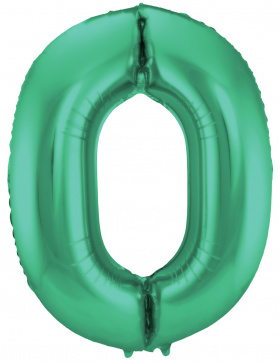 Folienballon Zahl 0 - Grün Metallic Matt - 86 cm