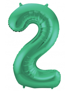 Folienballon Zahl 2 - Grün Metallic Matt - 86 cm