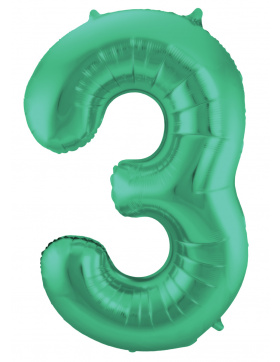 Folienballon Zahl 3 - Grün Metallic Matt - 86 cm