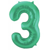 Folienballon Zahl 3 - Grün Metallic Matt - 86 cm