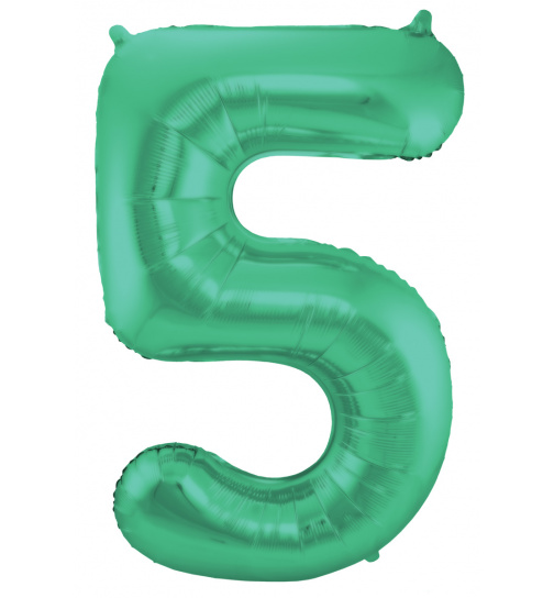 Folienballon Zahl 5 - Grün Metallic Matt - 86 cm