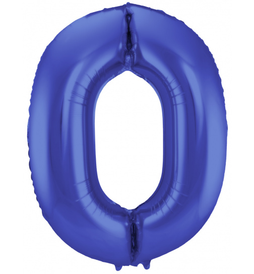 Folienballon Zahl 0 - Blau Metallic Matt - 86 cm