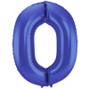 Folienballon Zahl 0 - Blau Metallic Matt - 86 cm