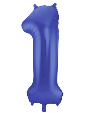 Folienballon Zahl 1 - Blau Metallic Matt - 86 cm
