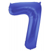 Folienballon Zahl 7 - Blau Metallic Matt - 86 cm