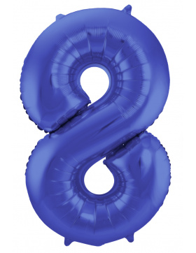 Folienballon Zahl 8 - Blau Metallic Matt - 86 cm