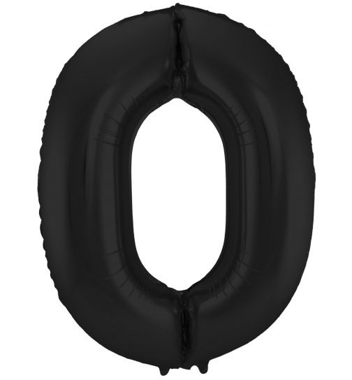 Folienballon Ziffer / Zahl 0 Schwarz Metallic Matt - 86 cm